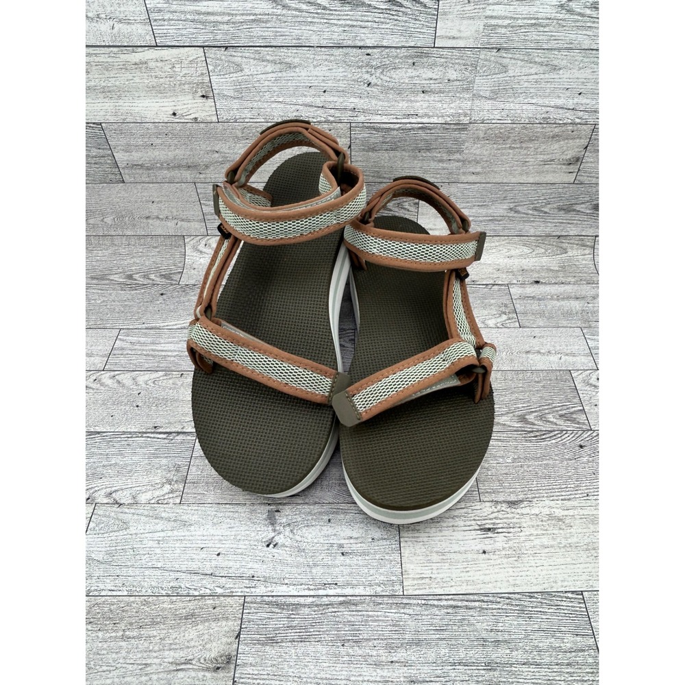 Teva 1984 Universal Platform Sandals Womens Sz 9 Beige Brown Olive Green Strappy